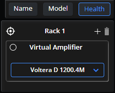 Amp rack virtual device with health tab selected