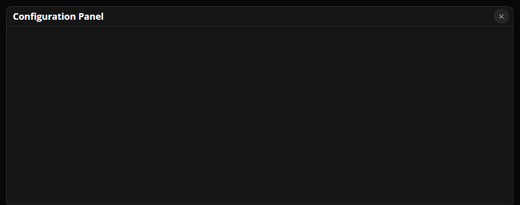 panel menu displayed without any information