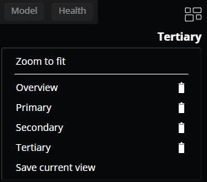 Views drop down menu featuring four different created views and the tertiary view selected